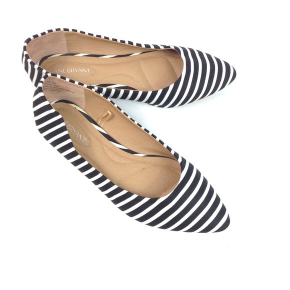Lane Bryant Shoes Lane Bryant Black And White Striped Flats Poshmark